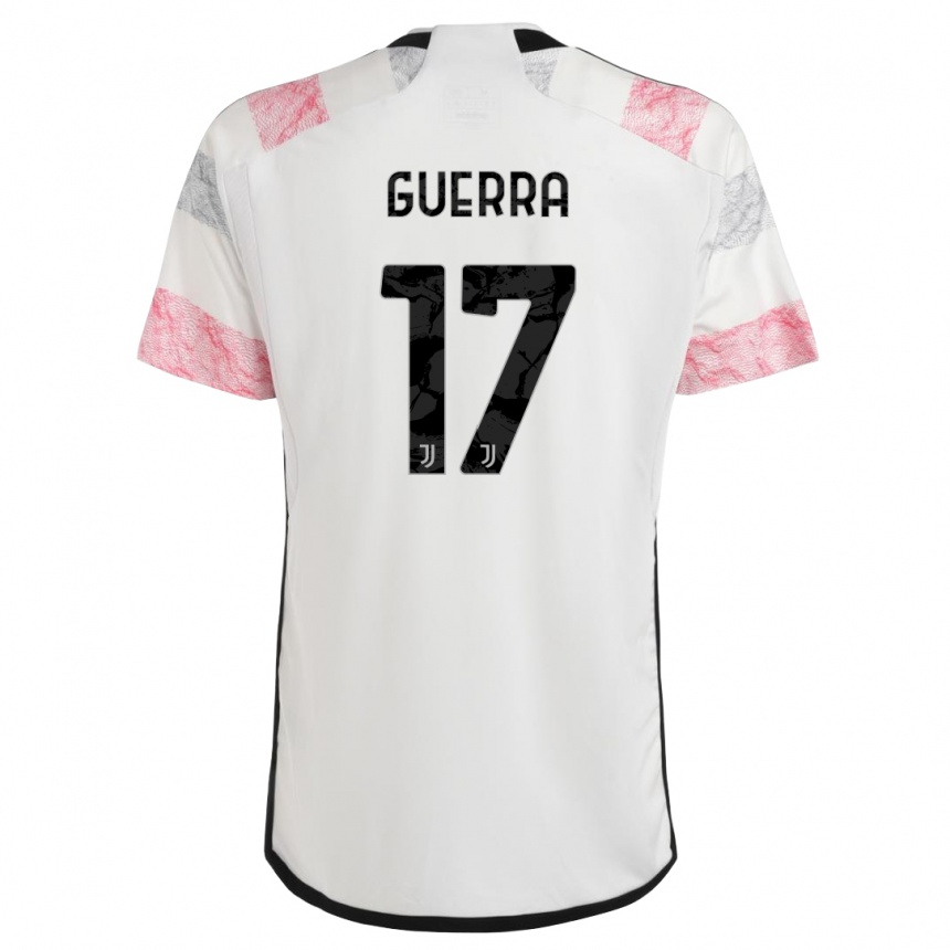 Men  Simone Guerra #17 White Pink Away Jersey 2023/24 T-Shirt