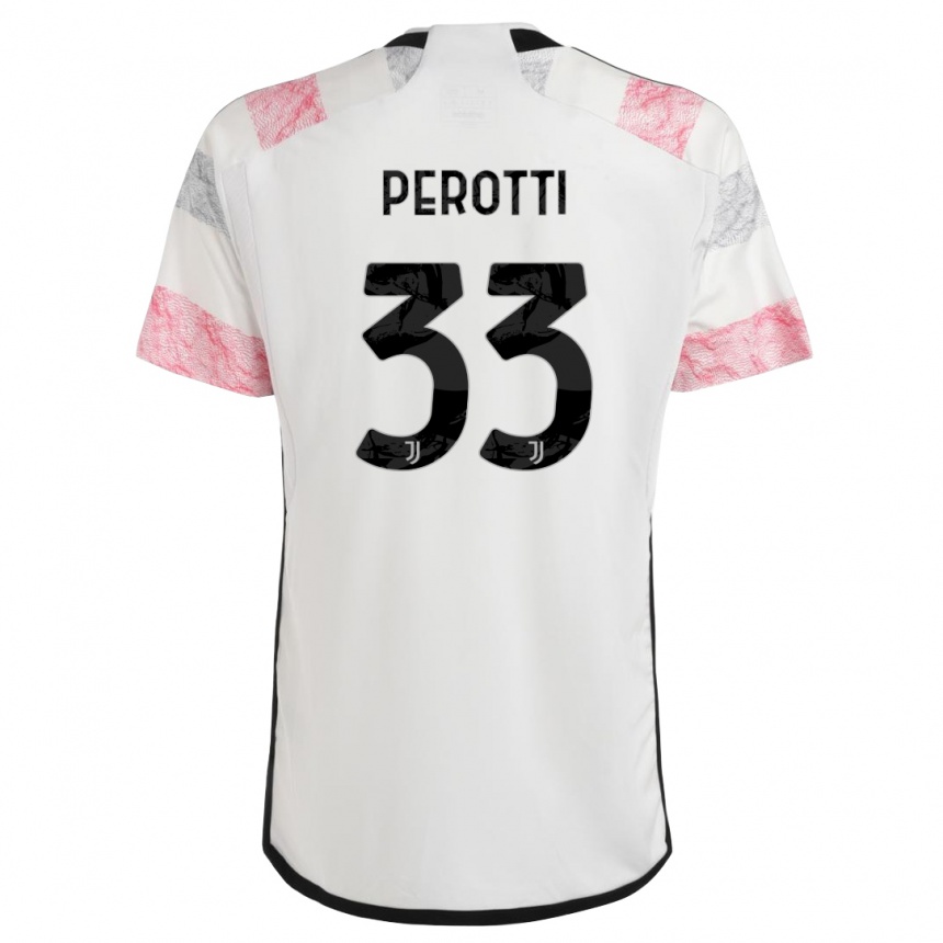 Men  Clemente Perotti #33 White Pink Away Jersey 2023/24 T-Shirt