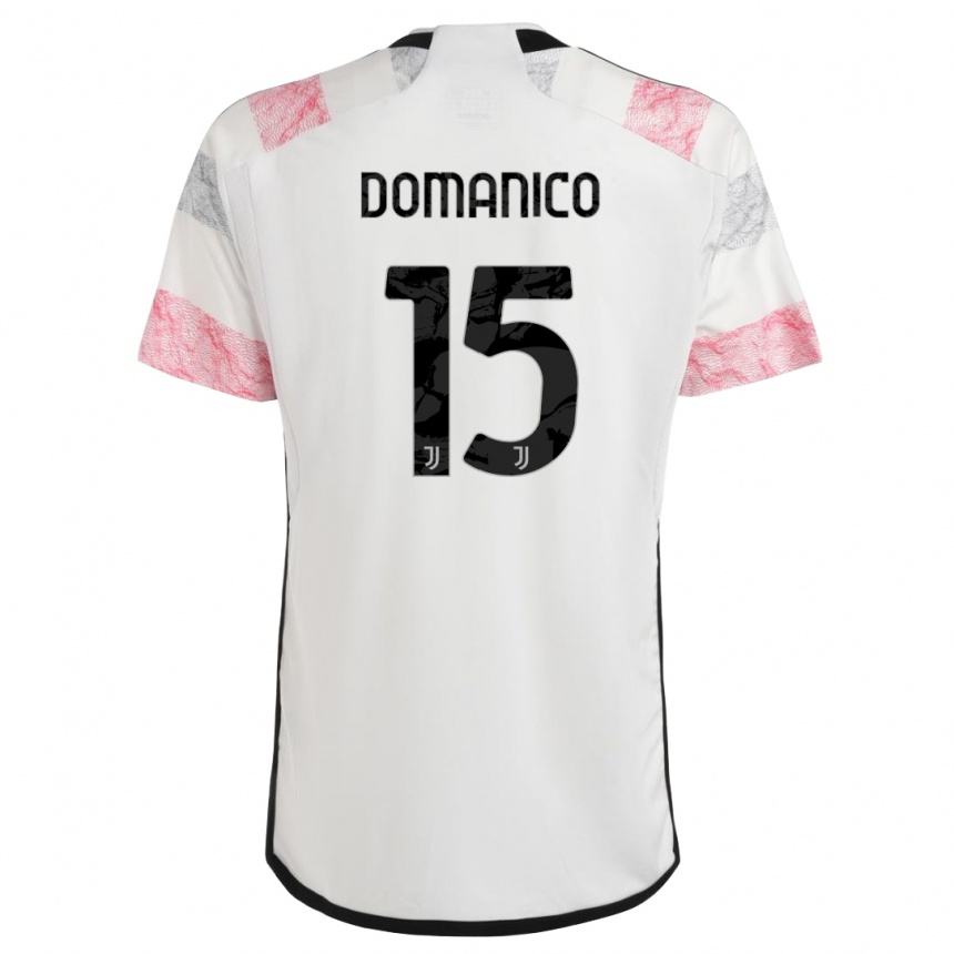 Men  Saverio Domanico #15 White Pink Away Jersey 2023/24 T-Shirt