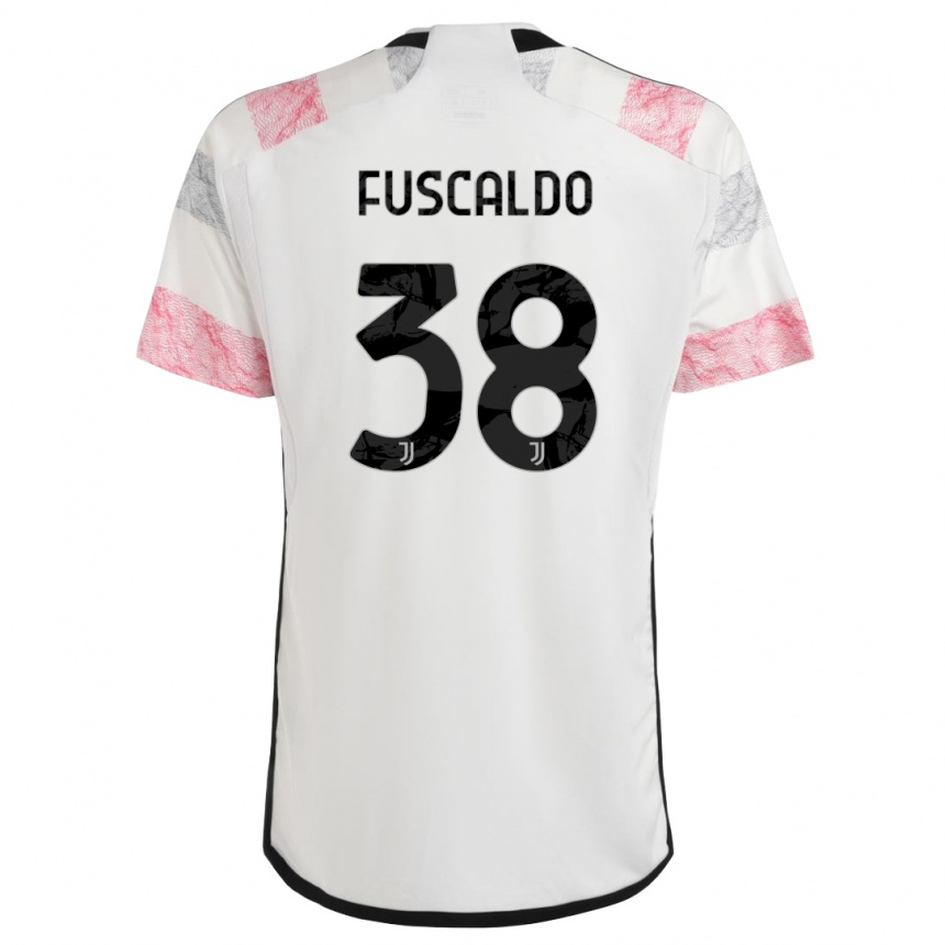 Men  Matteo Fuscaldo #38 White Pink Away Jersey 2023/24 T-Shirt