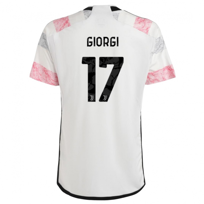 Men  Lorenzo Giorgi #17 White Pink Away Jersey 2023/24 T-Shirt