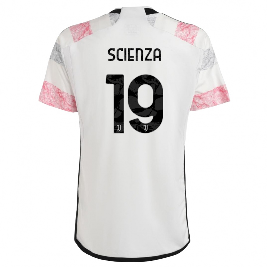 Men  Michele Scienza #19 White Pink Away Jersey 2023/24 T-Shirt