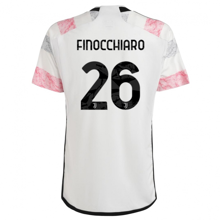 Men  Gabriele Finocchiaro #26 White Pink Away Jersey 2023/24 T-Shirt