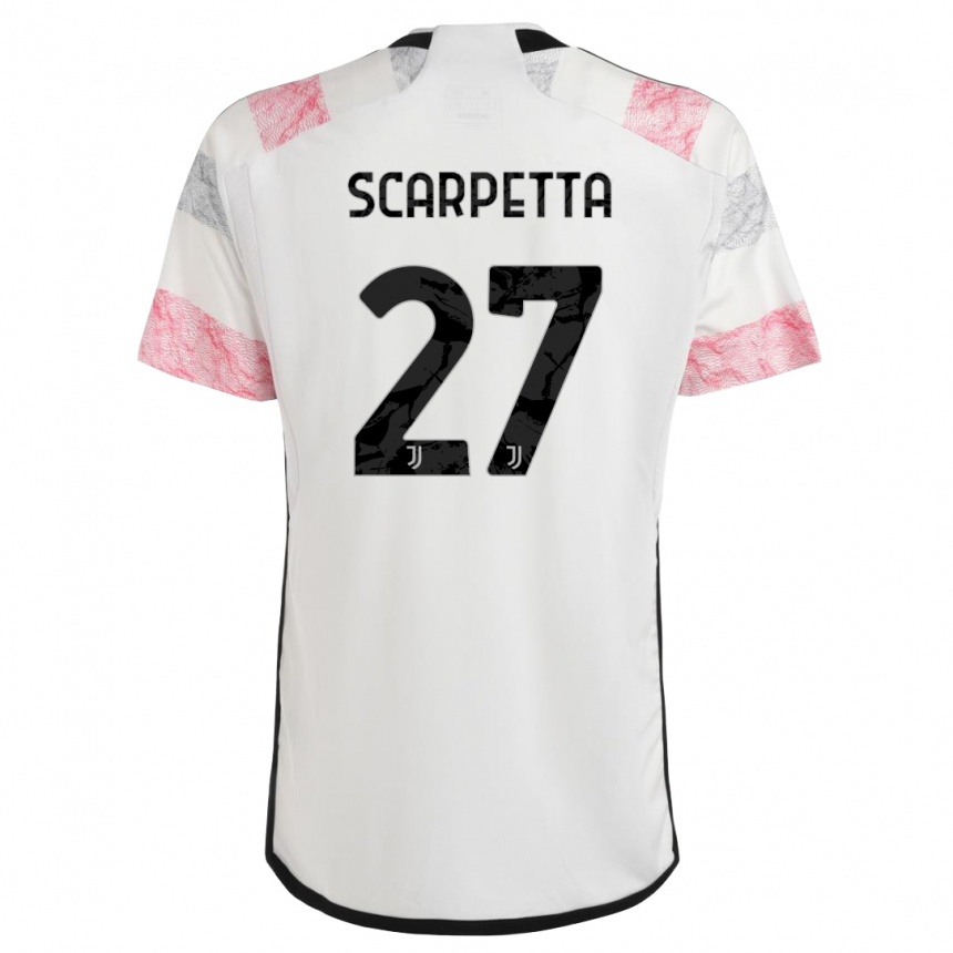 Men  Jacopo Scarpetta #27 White Pink Away Jersey 2023/24 T-Shirt