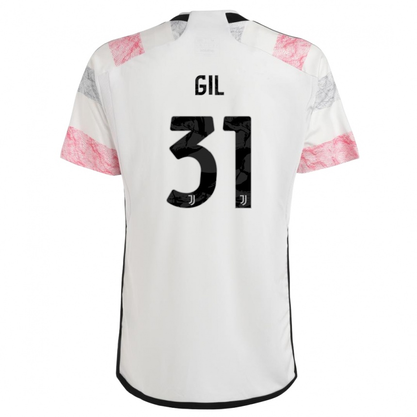 Men  Javier Gil #31 White Pink Away Jersey 2023/24 T-Shirt