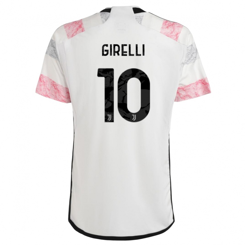 Men  Cristiana Girelli #10 White Pink Away Jersey 2023/24 T-Shirt