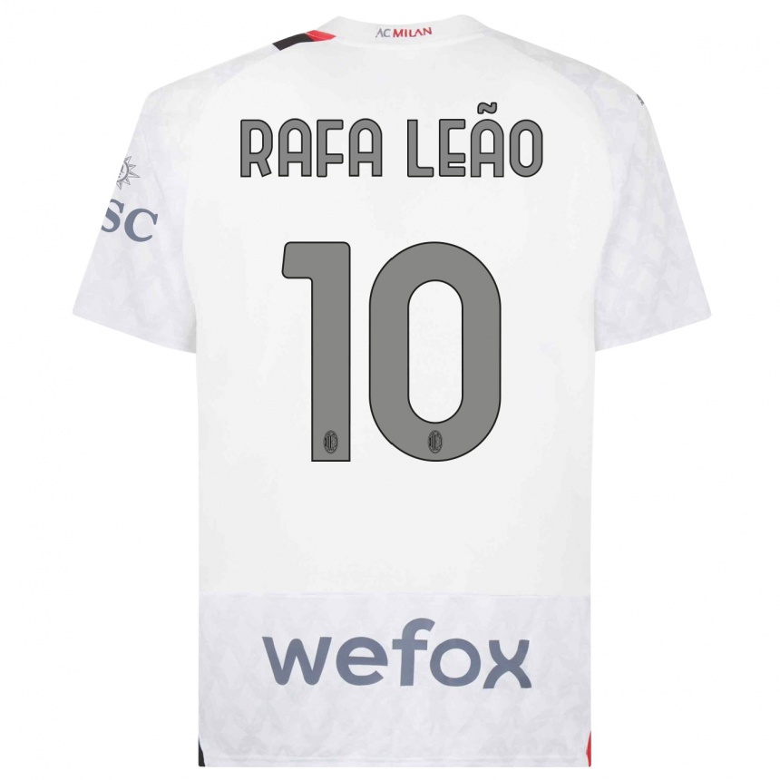 Men  Rafael Leao #10 White Away Jersey 2023/24 T-Shirt