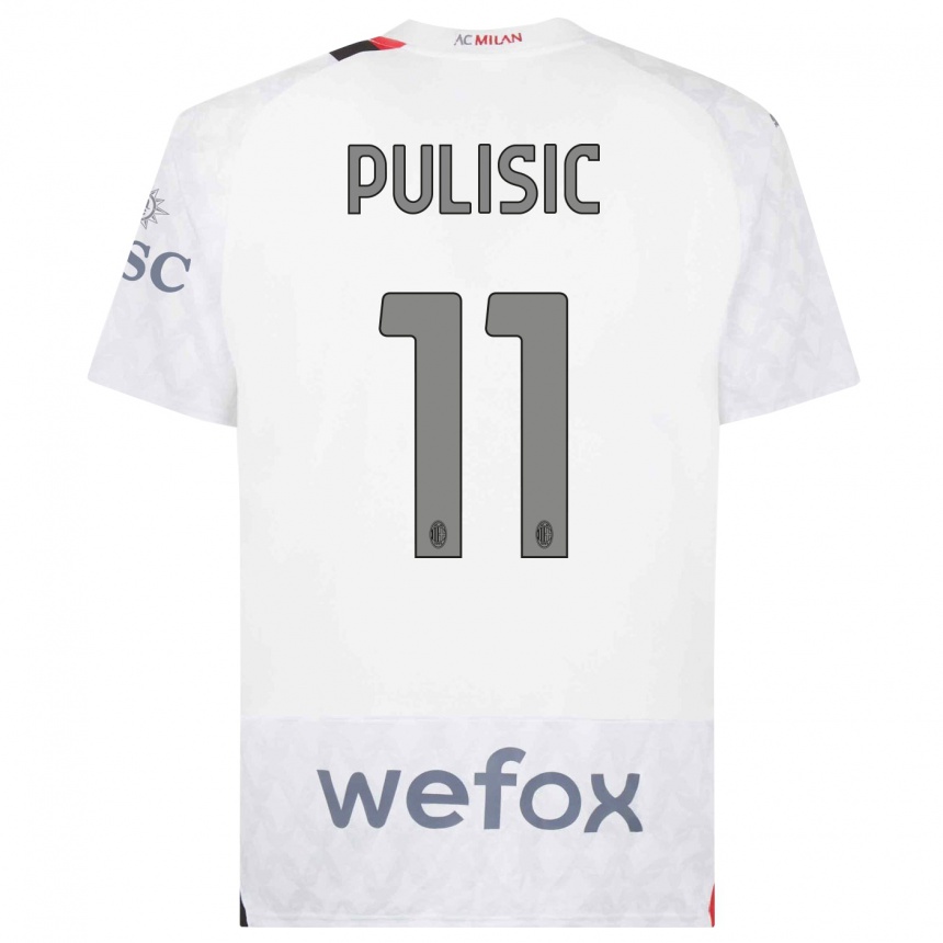 Men  Christian Pulisic #11 White Away Jersey 2023/24 T-Shirt