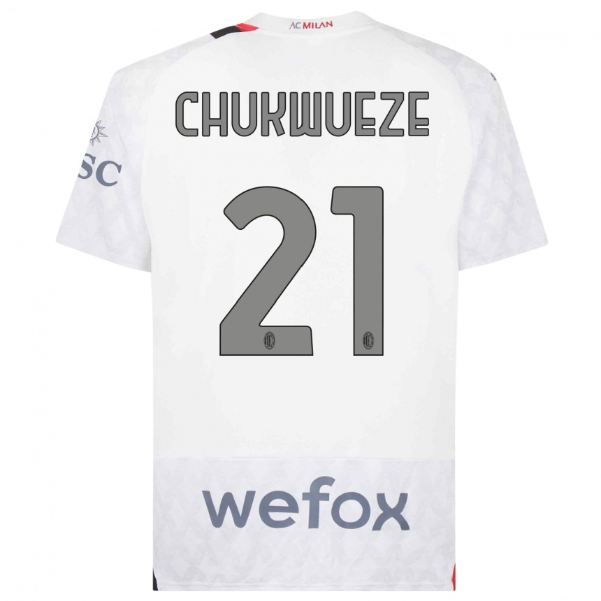 Men  Samuel Chukwueze #21 White Away Jersey 2023/24 T-Shirt