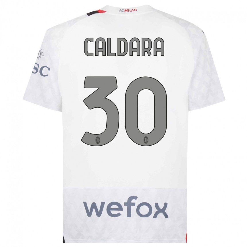 Men  Mattia Caldara #30 White Away Jersey 2023/24 T-Shirt