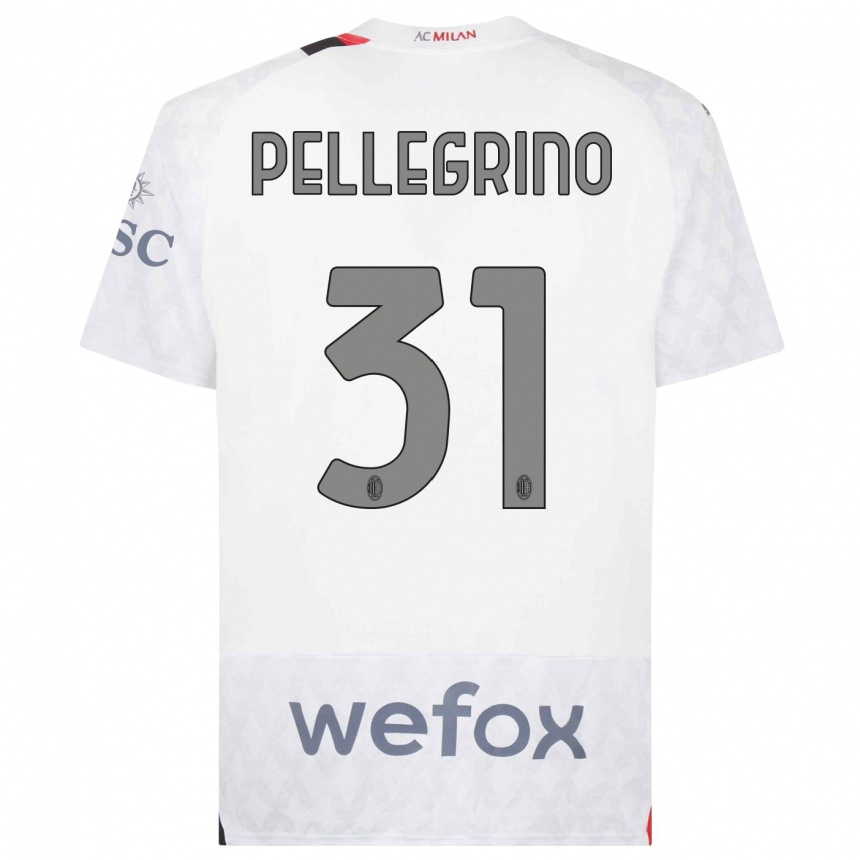 Men  Marco Pellegrino #31 White Away Jersey 2023/24 T-Shirt