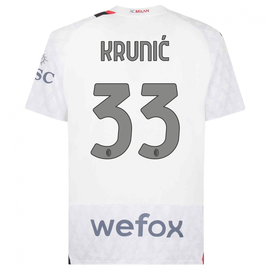 Men  Rade Krunic #33 White Away Jersey 2023/24 T-Shirt