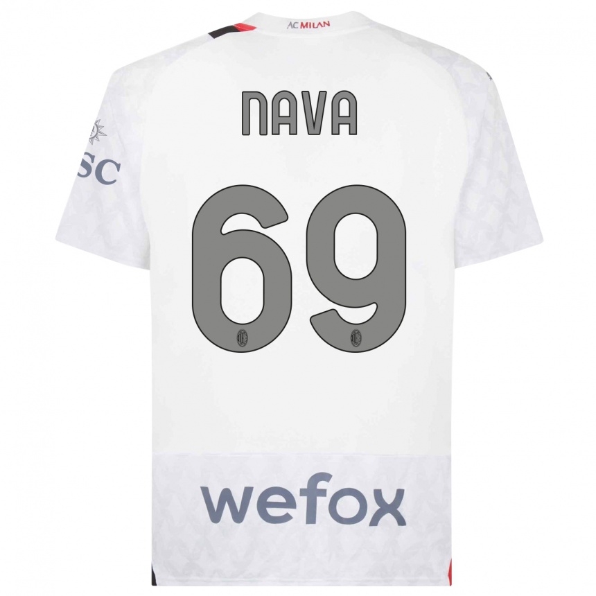 Men  Lapo Nava #69 White Away Jersey 2023/24 T-Shirt