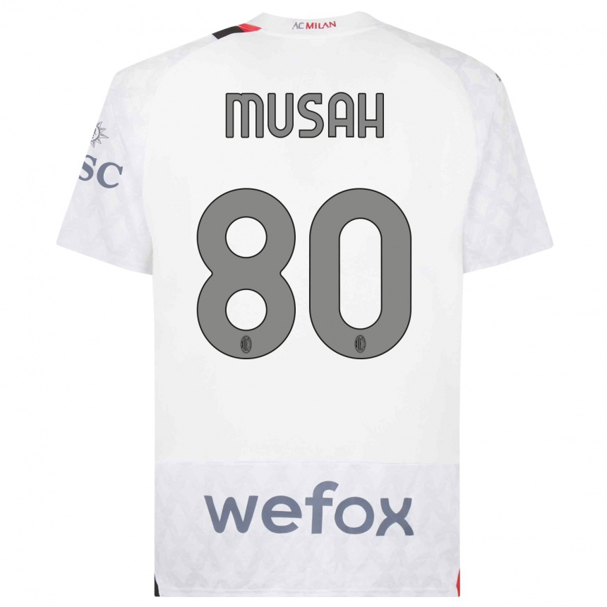 Men  Yunus Musah #80 White Away Jersey 2023/24 T-Shirt