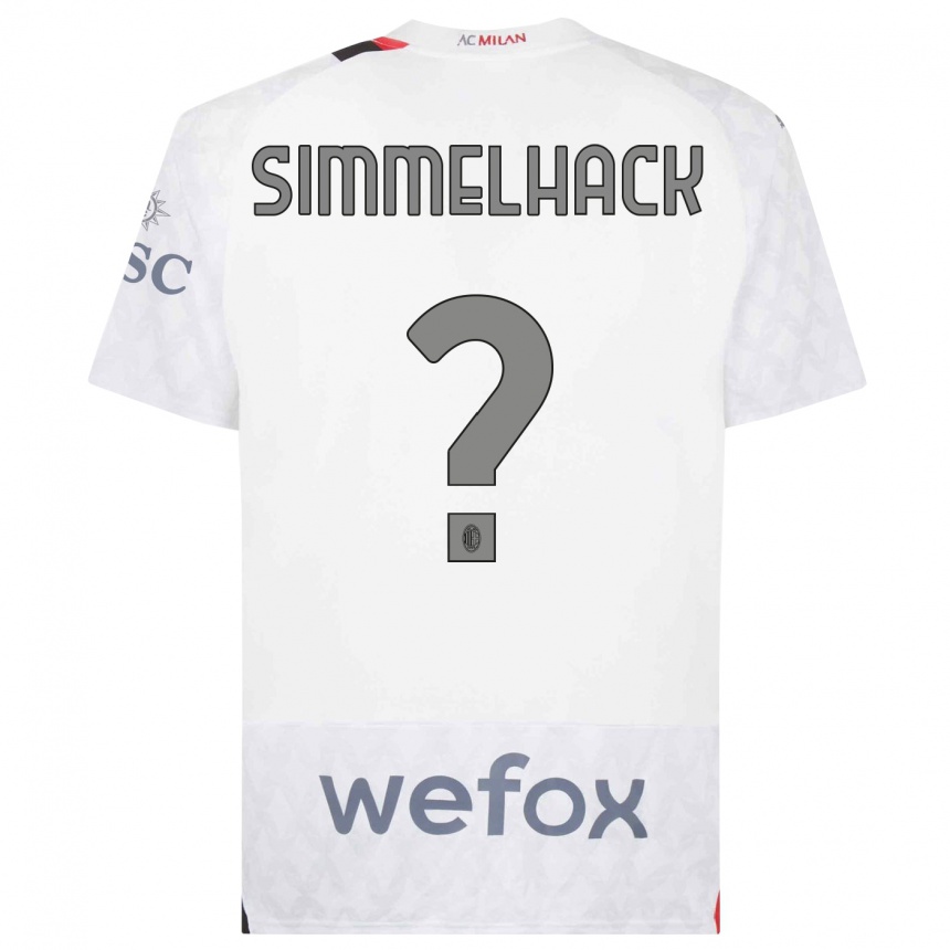 Men  Alexander Simmelhack #0 White Away Jersey 2023/24 T-Shirt