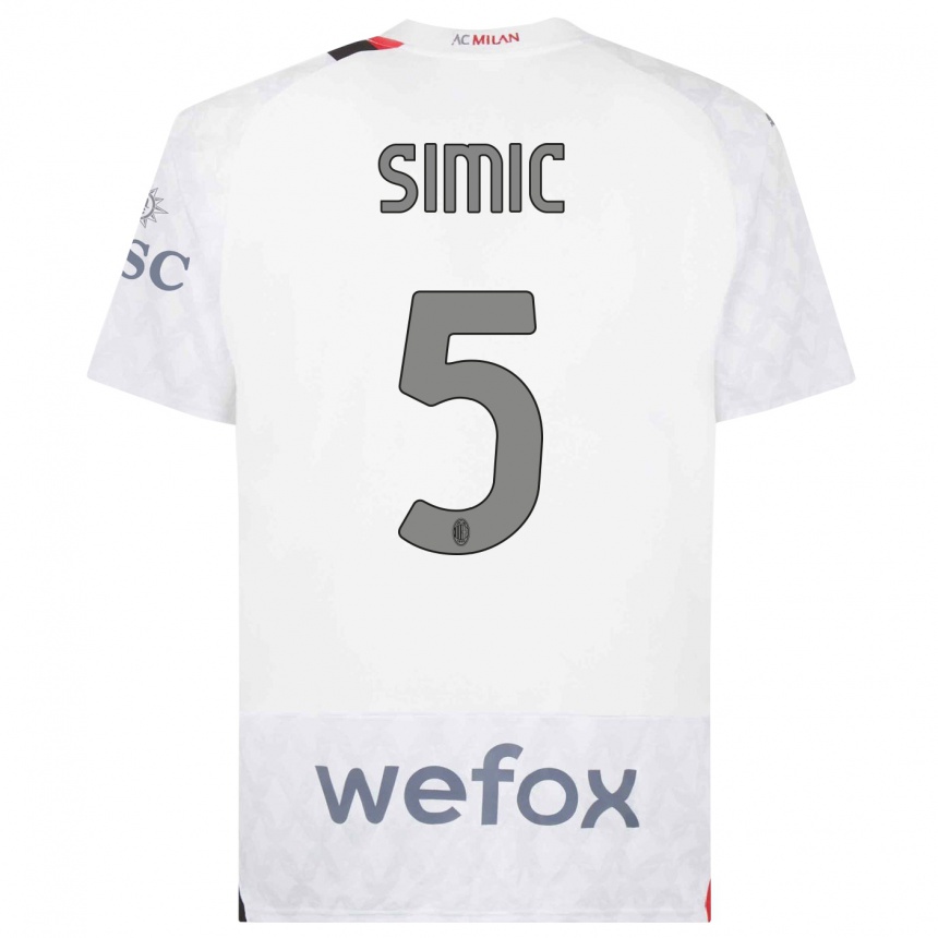 Men  Jan-Carlo Simic #5 White Away Jersey 2023/24 T-Shirt