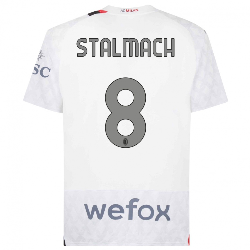 Men  Dariusz Stalmach #8 White Away Jersey 2023/24 T-Shirt