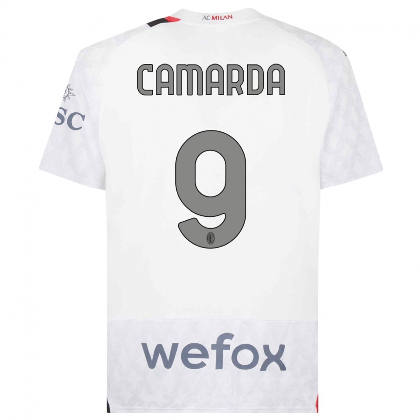 Men  Francesco Camarda #9 White Away Jersey 2023/24 T-Shirt