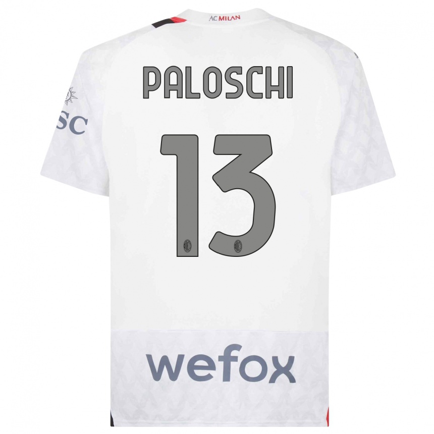 Men  Dorian Paloschi #13 White Away Jersey 2023/24 T-Shirt