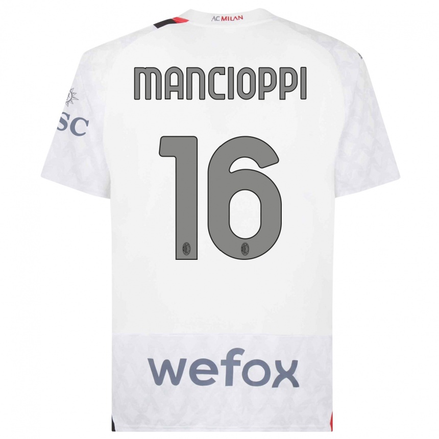 Men  Tommaso Mancioppi #16 White Away Jersey 2023/24 T-Shirt