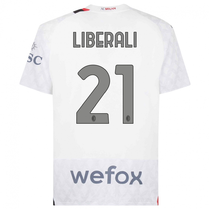 Men  Mattia Liberali #21 White Away Jersey 2023/24 T-Shirt