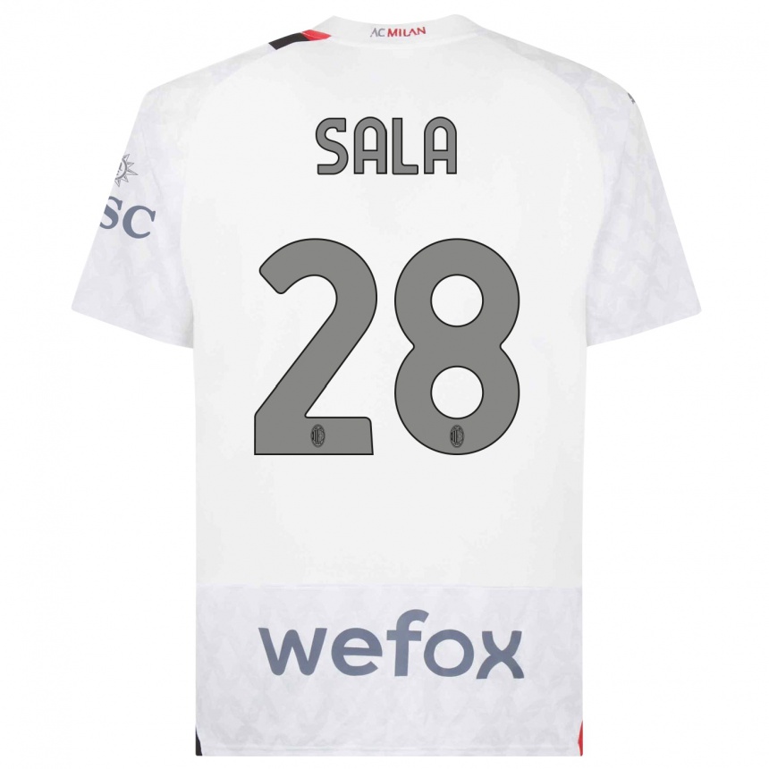 Men  Emanuele Sala #28 White Away Jersey 2023/24 T-Shirt