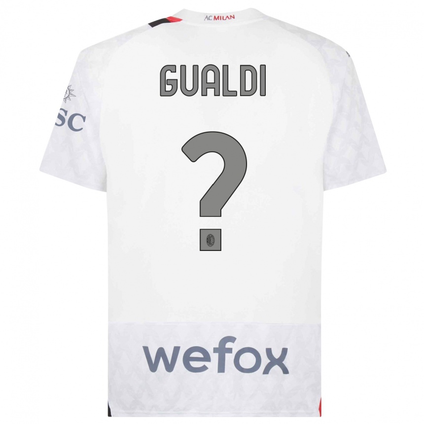 Men  Andrea Gualdi #0 White Away Jersey 2023/24 T-Shirt