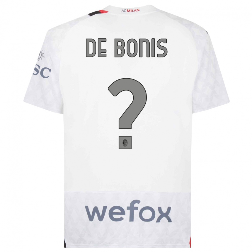 Men  Andrea De Bonis #0 White Away Jersey 2023/24 T-Shirt