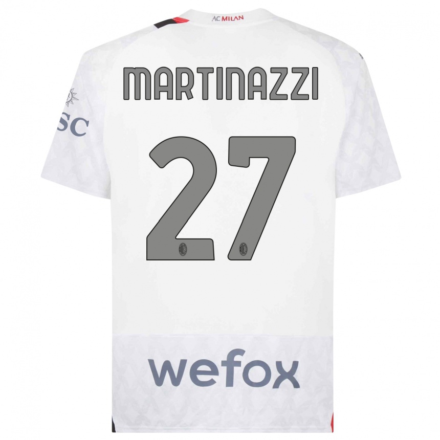 Men  Luca Martinazzi #27 White Away Jersey 2023/24 T-Shirt