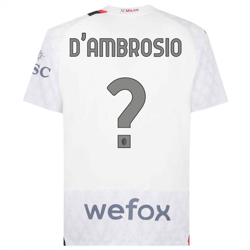 Men  Antonio D'ambrosio #0 White Away Jersey 2023/24 T-Shirt