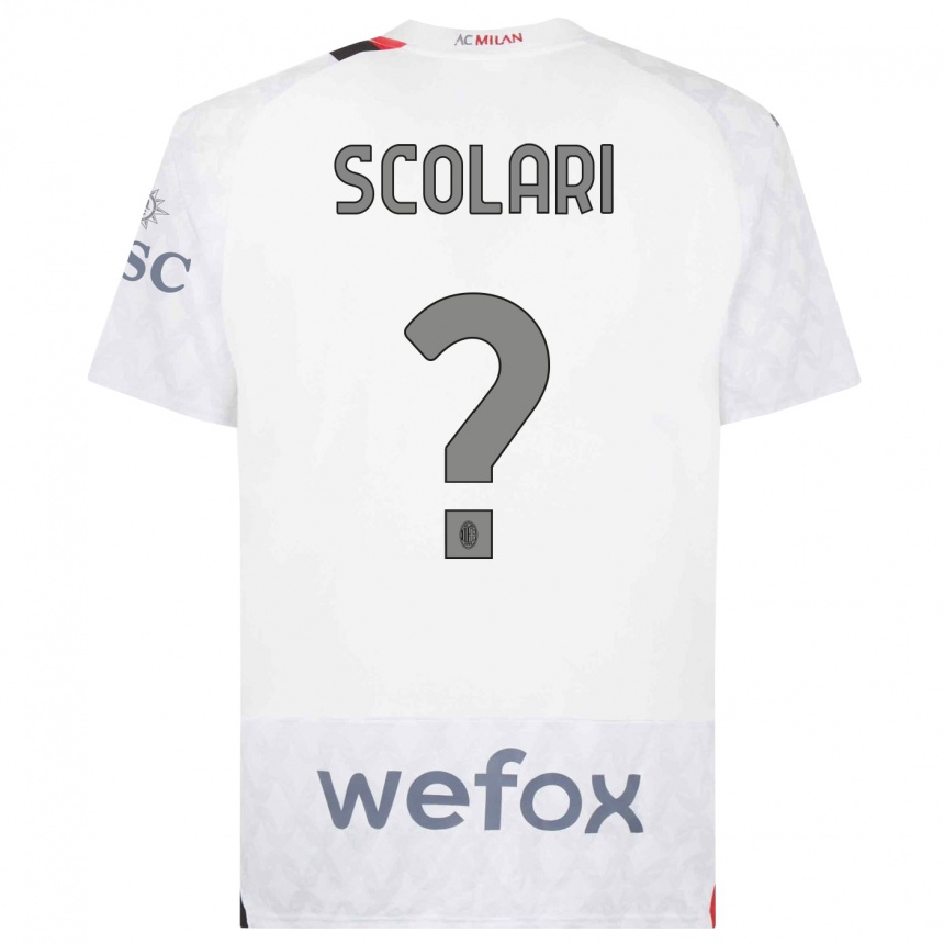 Men  Davide Scolari #0 White Away Jersey 2023/24 T-Shirt