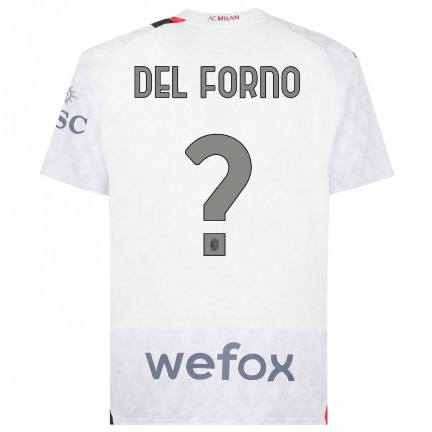 Men  Luca Del Forno #0 White Away Jersey 2023/24 T-Shirt