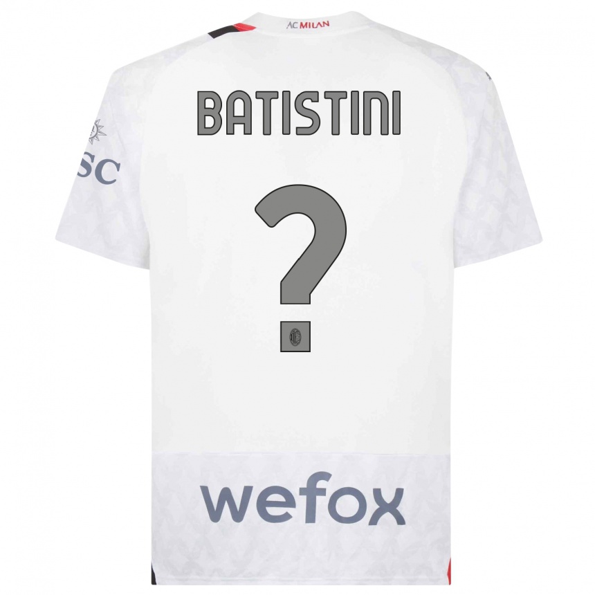 Men  Simone Batistini #0 White Away Jersey 2023/24 T-Shirt