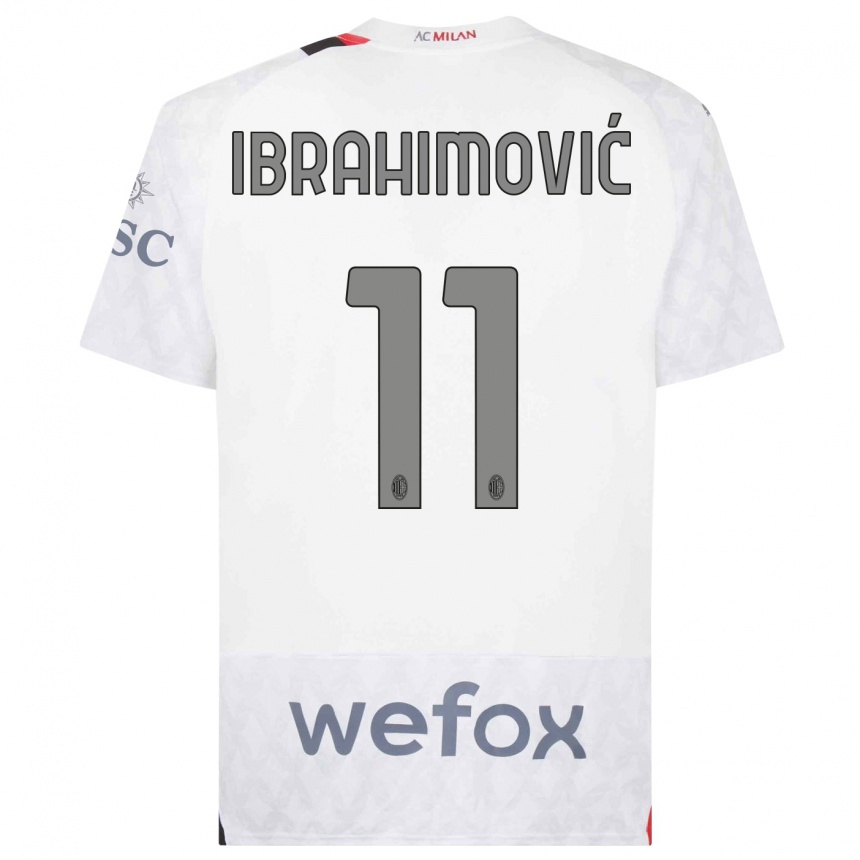 Men  Zlatan Ibrahimovic #11 White Away Jersey 2023/24 T-Shirt