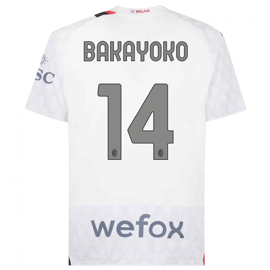 Men  Tiemoue Bakayoko #14 White Away Jersey 2023/24 T-Shirt