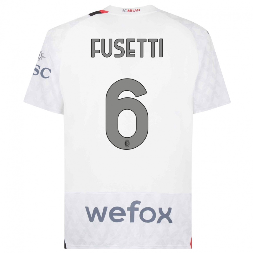 Men  Laura Fusetti #6 White Away Jersey 2023/24 T-Shirt