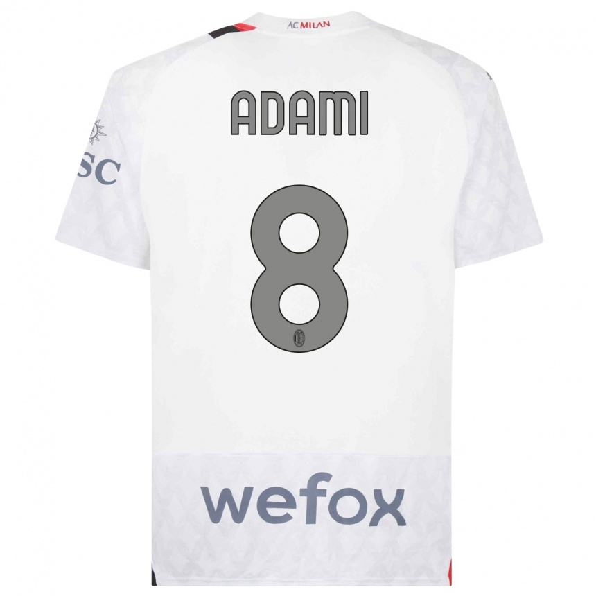 Men  Greta Adami #8 White Away Jersey 2023/24 T-Shirt