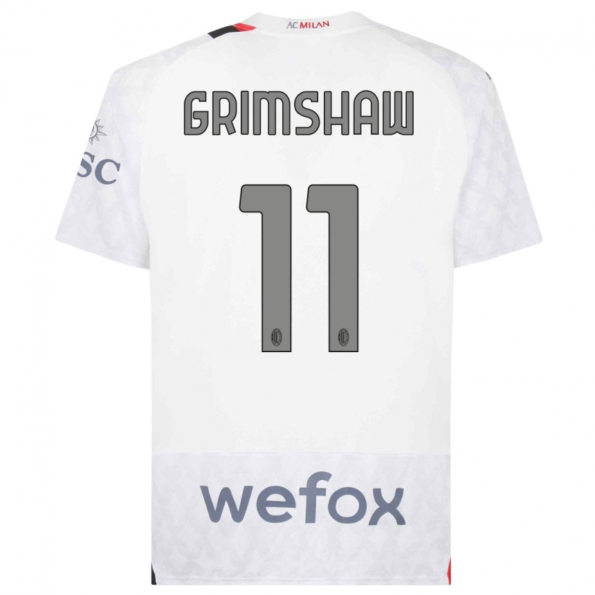 Men  Christy Grimshaw #11 White Away Jersey 2023/24 T-Shirt