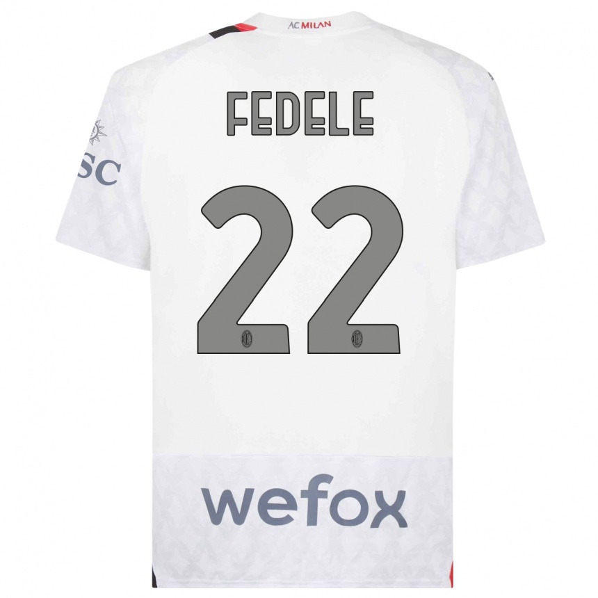 Men  Noemi Fedele #22 White Away Jersey 2023/24 T-Shirt