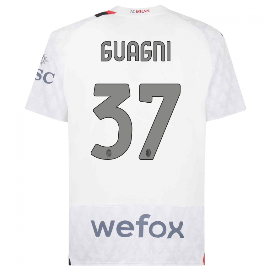 Men  Alia Guagni #37 White Away Jersey 2023/24 T-Shirt