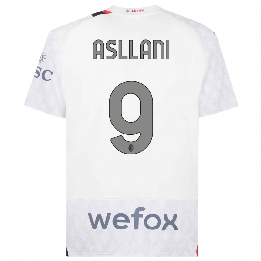 Men  Kosovare Asllani #9 White Away Jersey 2023/24 T-Shirt