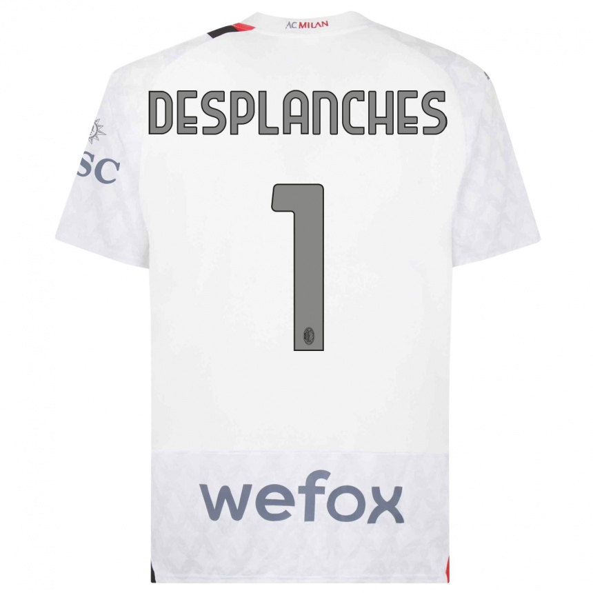 Men  Sebastiano Desplanches #1 White Away Jersey 2023/24 T-Shirt