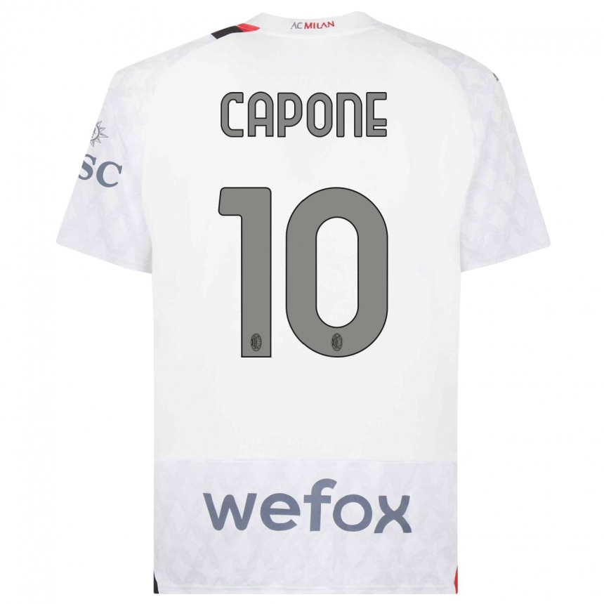 Men  Andrea Capone #10 White Away Jersey 2023/24 T-Shirt