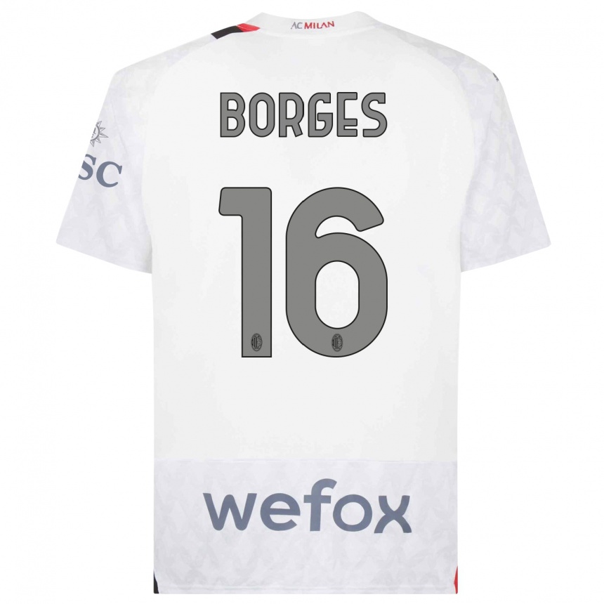 Men  Lenny Borges #16 White Away Jersey 2023/24 T-Shirt