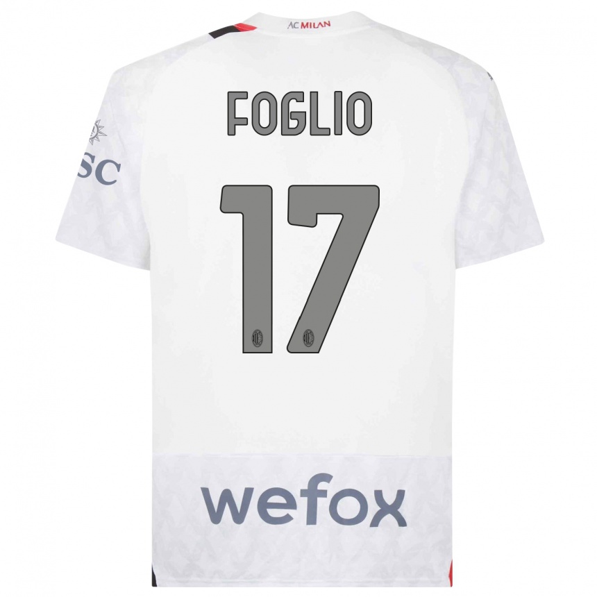 Men  Christian Foglio #17 White Away Jersey 2023/24 T-Shirt