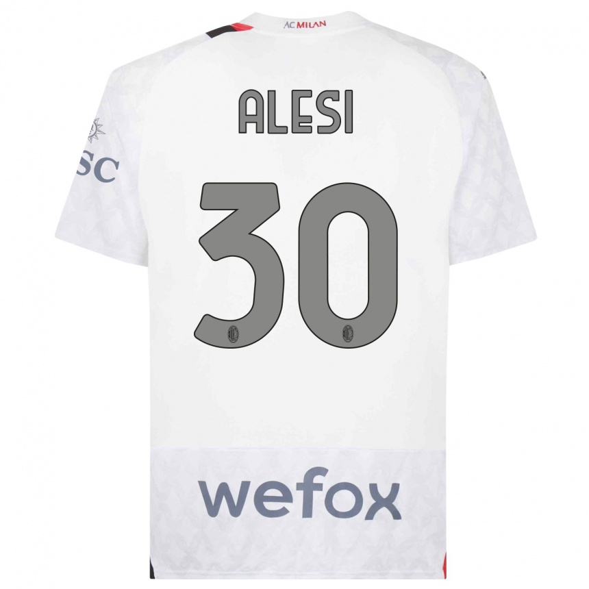 Men  Gabriele Alesi #30 White Away Jersey 2023/24 T-Shirt