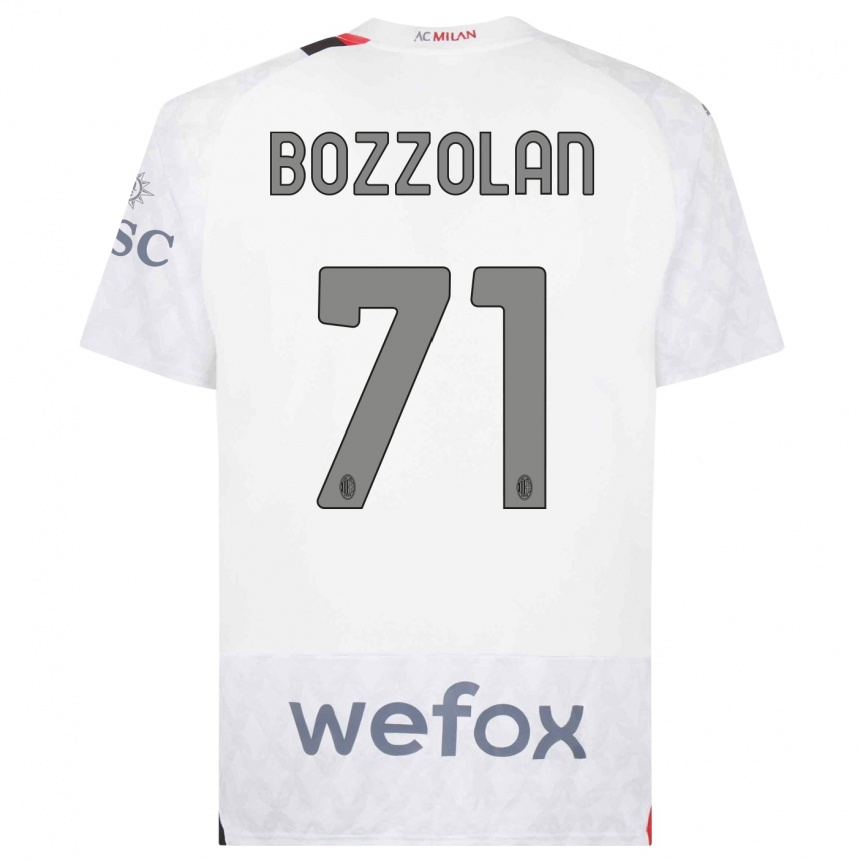 Men  Andrea Bozzolan #71 White Away Jersey 2023/24 T-Shirt