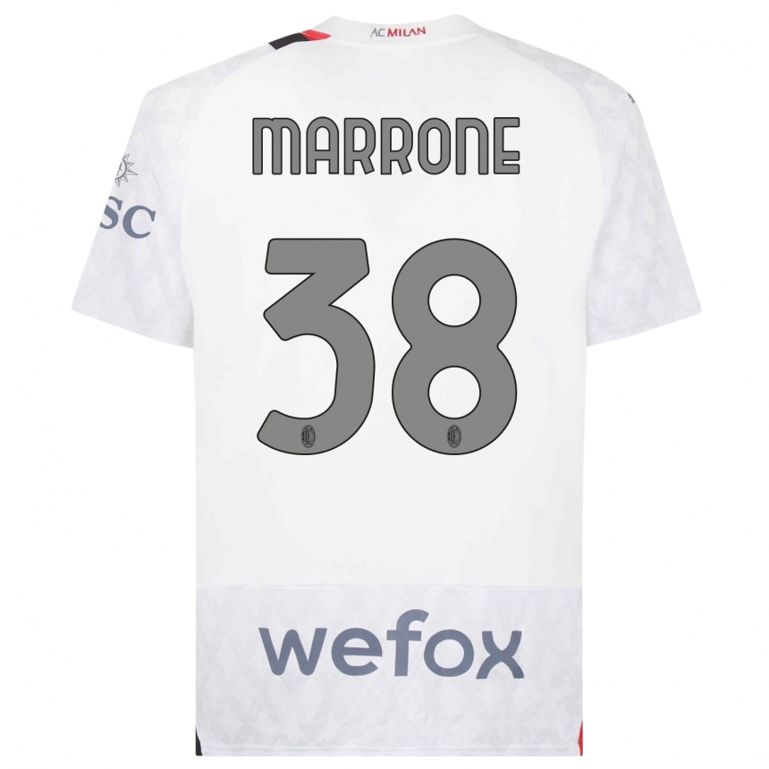 Men  Federico Marrone #38 White Away Jersey 2023/24 T-Shirt