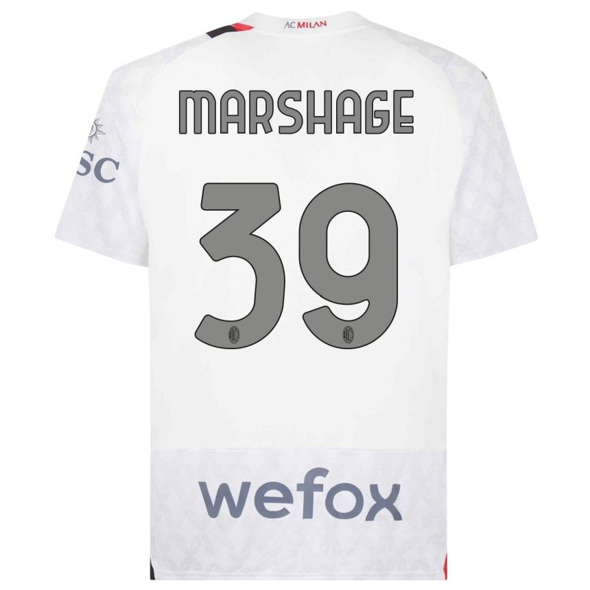 Men  Wilgot Marshage #39 White Away Jersey 2023/24 T-Shirt