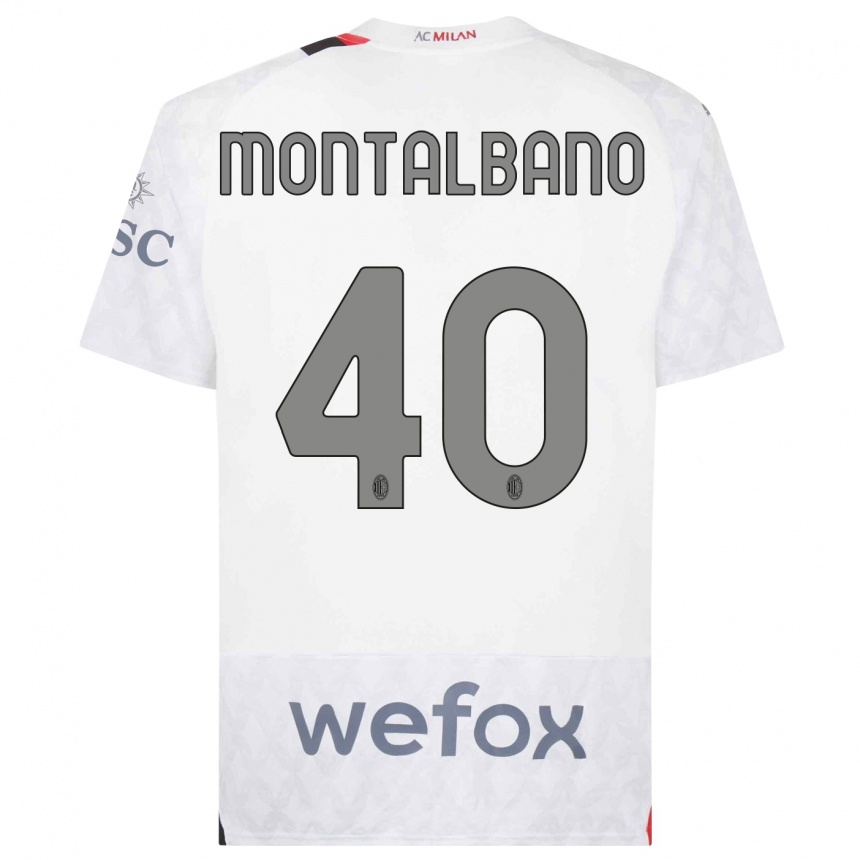 Men  Nicolo Montalbano #40 White Away Jersey 2023/24 T-Shirt